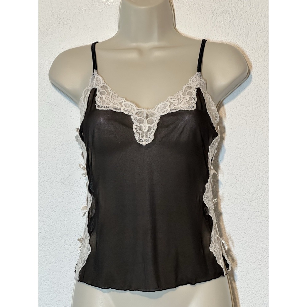 Jolie Y2K Black Mesh Sheer Cami Size S Whimsigoth Fairy Goth‎ Emo Tank Top